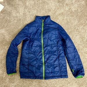Land’s End Blue Quilted Jacket with Green Accents